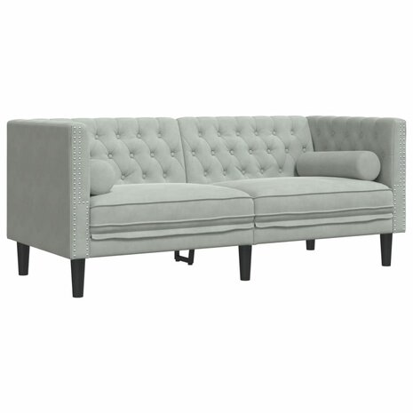 Tweezitsbank Chesterfield-stijl en bolsters fluweel lichtgrijs 2
