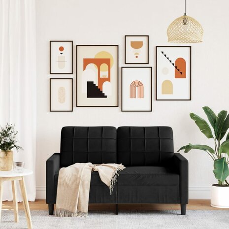 Tweezitsbank 120 cm fluweel zwart 3
