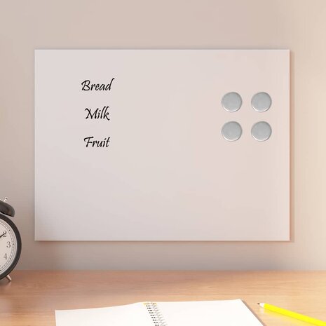 Magneetbord voor aan de wand 40x30 cm gehard glas wit 1