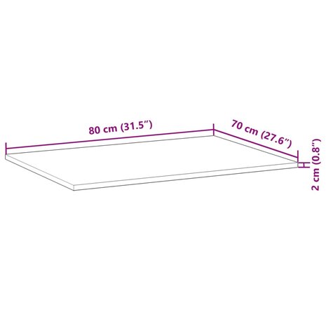 Bureaublad met olieafwerking 80x70x2 cm massief acaciahout 8