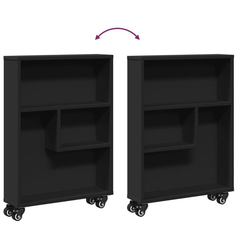 Opbergtrolley smal 48x13x68 cm bewerkt hout zwart 7