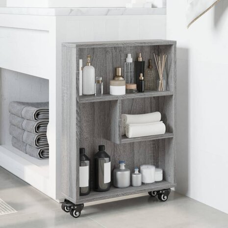 Opbergtrolley smal 48x13x68 cm bewerkt hout grijs sonoma eiken 3