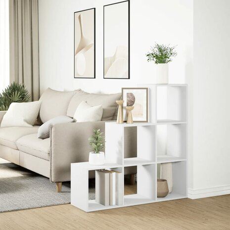 Kamerscherm / boekenkast 3-laags 99x29x99 cm bewerkt hout wit 4