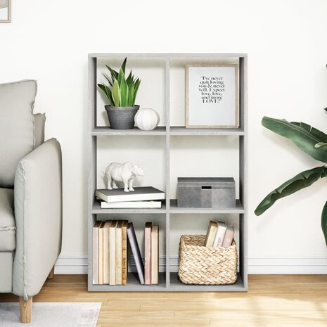 Kamerscherm / boekenkast 69,5x29x103,5 cm hout grijs sonoma 3