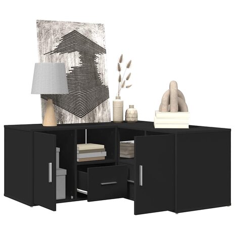 Hoekkast 160x40x45 cm bewerkt hout zwart 4