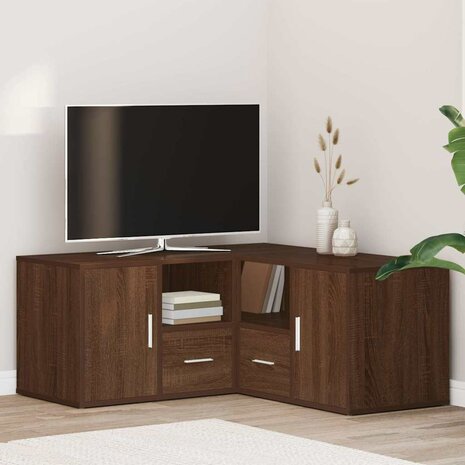 Hoekkast 160x40x45 cm bewerkt hout bruin eikenkleurig 1