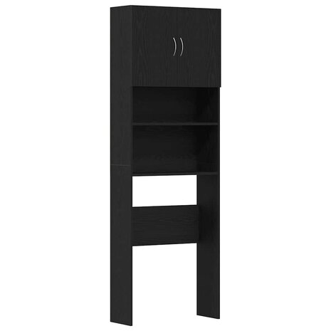 Wasmachinekast 64x24x190 cm spaanplaat zwart eikenkleurig 2