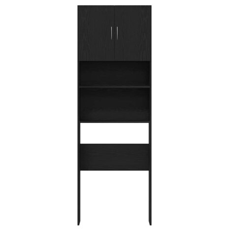 Wasmachinekast 64x24x190 cm spaanplaat zwart eikenkleurig 6