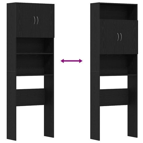 Wasmachinekast 64x24x190 cm spaanplaat zwart eikenkleurig 9