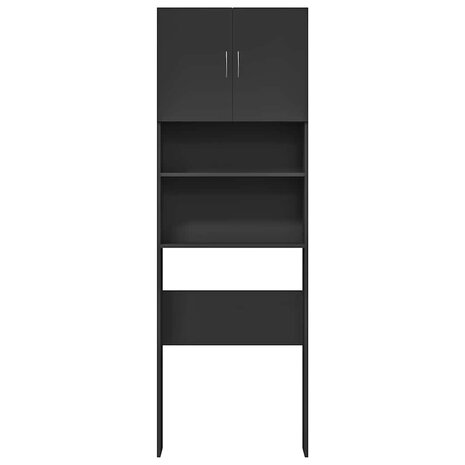 Wasmachinekast 64x24x190 cm bewerkt hout zwart 5