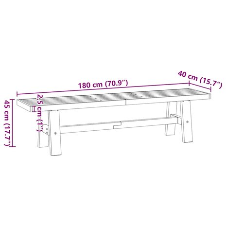 Eetbank NOAIN A-vormige poten 180x40x45 cm massief hout 9