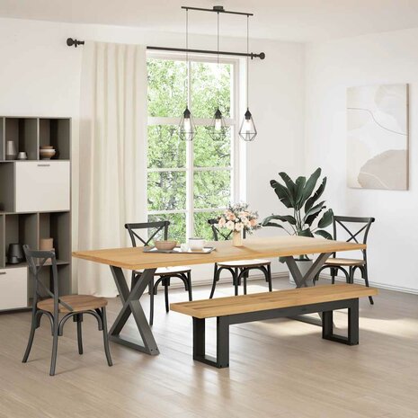 Eetbank NOAIN U-vormige poten 180x40x45 cm massief hout 2