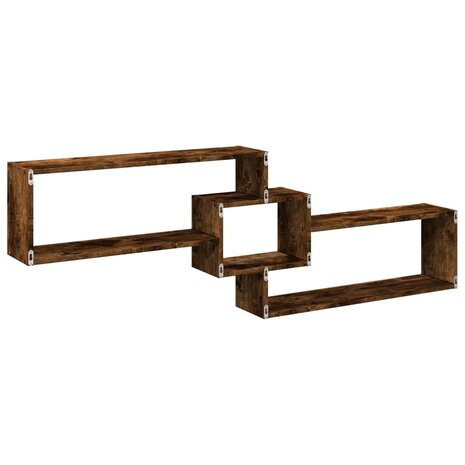 Wandkast 158x18x53 cm bewerkt hout gerookt eikenkleurig 6