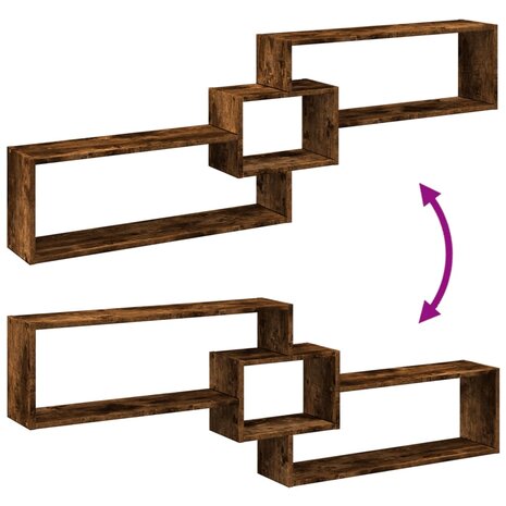 Wandkast 158x18x53 cm bewerkt hout gerookt eikenkleurig 7