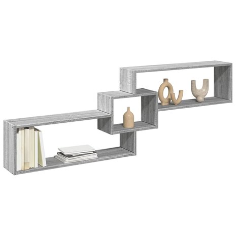 Wandkast 158x18x53 cm bewerkt hout grijs sonoma eikenkleurig 1