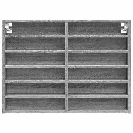 Vitrinekast 80x8,5x58 cm bewerkt hout grijs sonoma eikenkleur 4