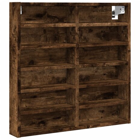 Vitrinekast 60x8,5x58 cm bewerkt hout gerookt eikenkleurig 2