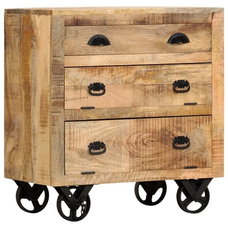 Bijzetkast op wieltjes 70x40x75 cm massief mangohout  1