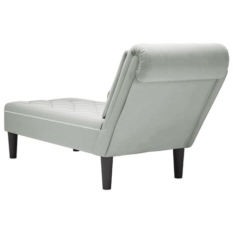 Chaise longue met kussen & rechterarmleuning fluweel lichtgrijs 6