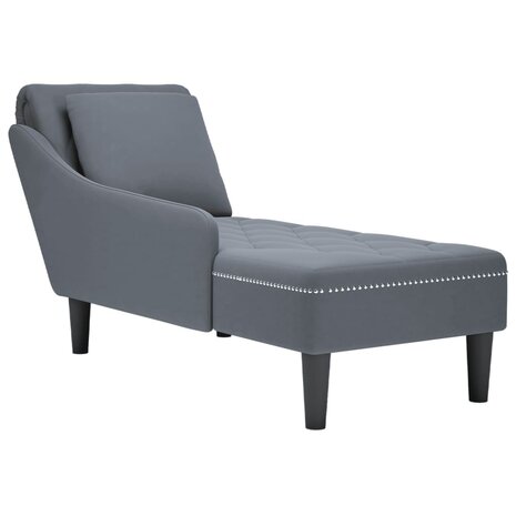Chaise longue met kussen&rechterarmleuning fluweel donkergrijs 1