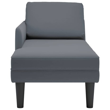 Chaise longue met kussen&rechterarmleuning fluweel donkergrijs 4