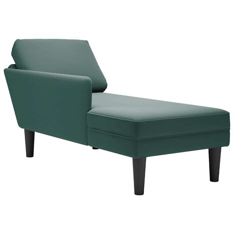 Chaise longue met kussen&rechterarmleuning fluweel donkergroen 1