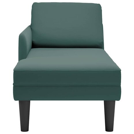 Chaise longue met kussen&rechterarmleuning fluweel donkergroen 4