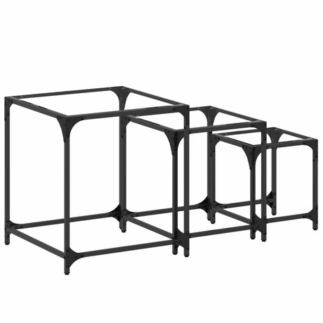 3-delige Tafeltjesset met transparant glazen blad staal 2