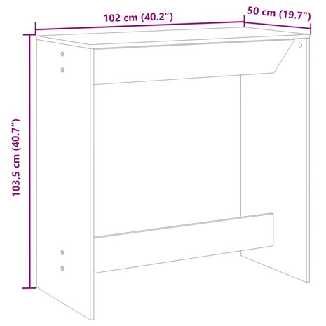 Bartafel 102x50x103,5 cm bewerkt hout wit 9