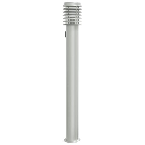 Buitenvloerlamp met stopcontact 110 cm roestvrijstaal zilver 2