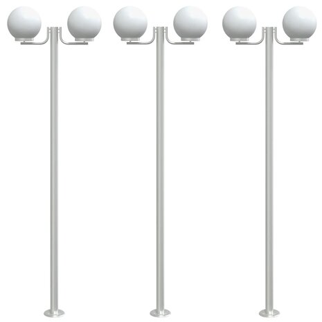 Buitenvloerlampen 3 st 215 cm roestvrij staal zilverkleurig 2