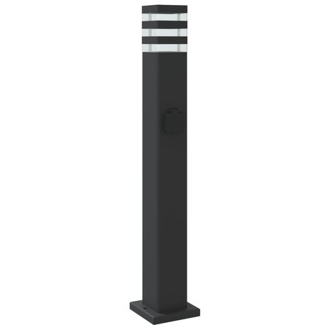 Buitenvloerlampen 3 st met stopcontact 80 cm aluminium zwart 6