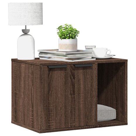 Kattenbakkast 60x40x40 cm bewerkt hout bruin eikenkleurig 1