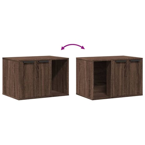 Kattenbakkast 60x40x40 cm bewerkt hout bruin eikenkleurig 8