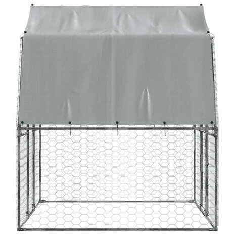 Hondenkennel met dak en deur gegalvaniseerd staal zilverkleurig 5