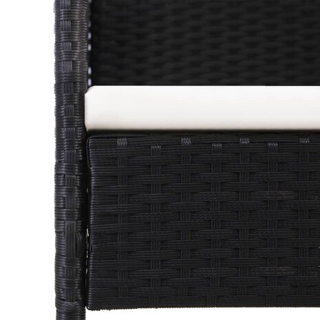 Tuinstoelen 2 st met witte kussens poly rattan zwart 6