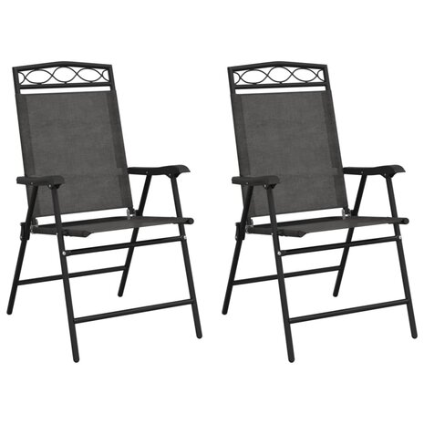 Tuinstoelen 2 st inklapbaar staal en textileen gemêleerd grijs 2
