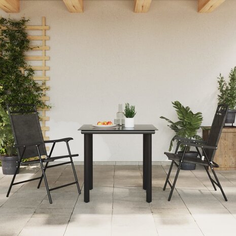Tuinstoelen 2 st inklapbaar staal en textileen gemêleerd grijs 3