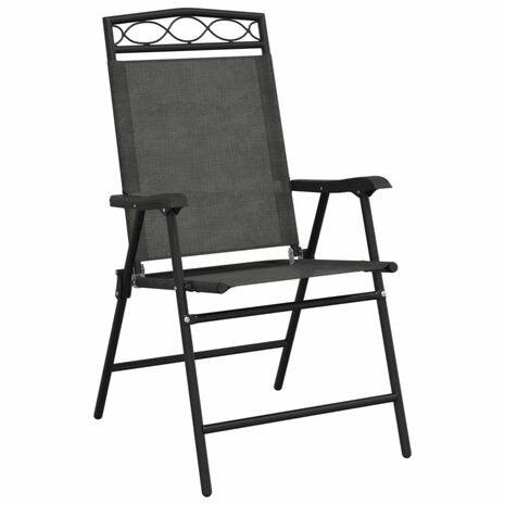 Tuinstoelen 2 st inklapbaar staal en textileen gemêleerd grijs 4
