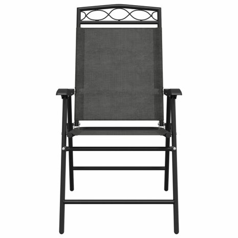 Tuinstoelen 2 st inklapbaar staal en textileen gemêleerd grijs 5