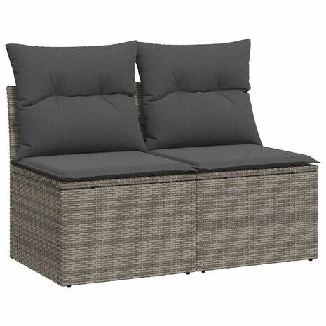 2-delige Loungeset met kussens poly rattan acacia grijs 2