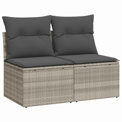 2-delige Loungeset met kussens poly rattan acacia lichtgrijs 2