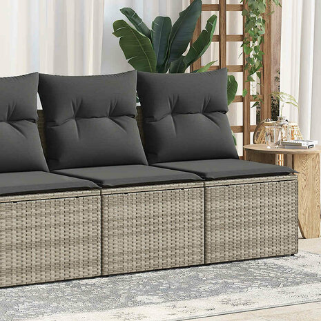 2-delige Loungeset met kussens poly rattan acacia lichtgrijs 1