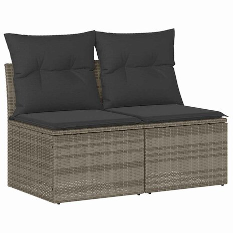 2-delige Loungeset met kussens poly rattan acacia lichtgrijs 2