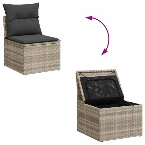 2-delige Loungeset met kussens poly rattan acacia lichtgrijs 5