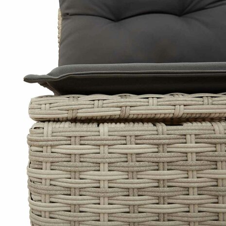 2-delige Loungeset met kussens poly rattan acacia lichtgrijs 6