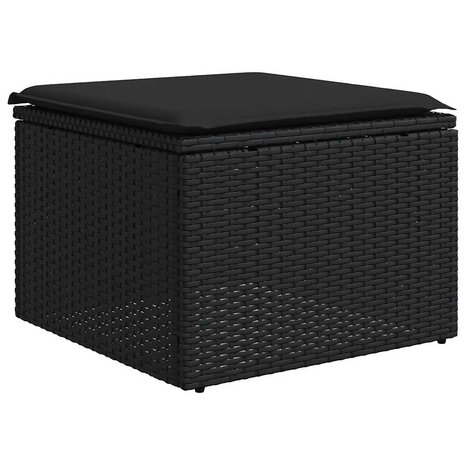 2-delige Loungeset met kussens poly rattan acacia zwart 4