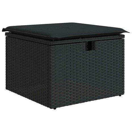 2-delige Loungeset met kussens poly rattan acacia zwart 4