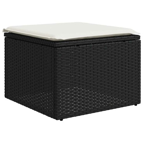 2-delige Loungeset met kussens poly rattan acacia zwart 4