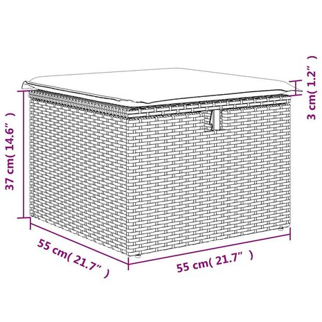 2-delige Loungeset met kussens poly rattan acacia zwart 7